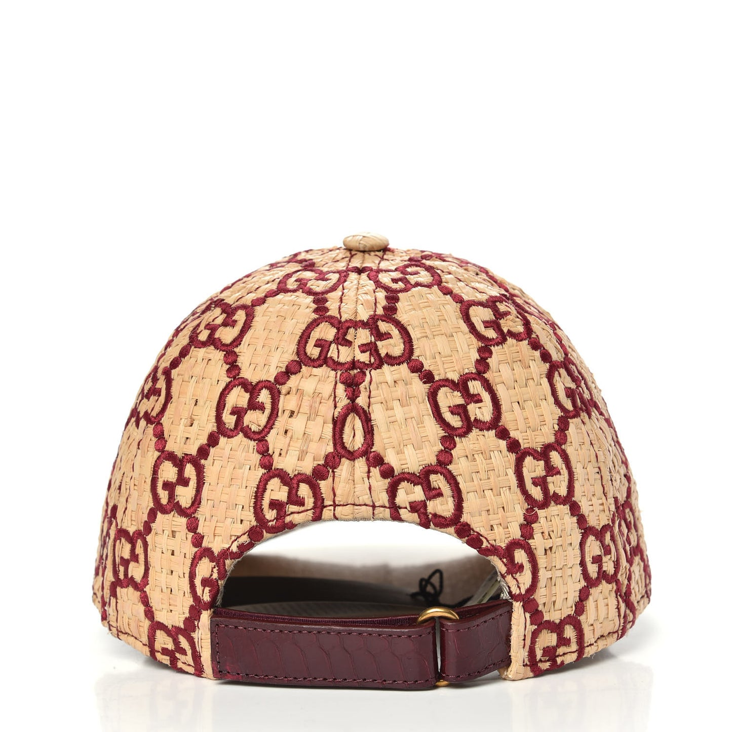 Raffia GG Monogram Elaphe Embroidered Aisha Baseball Hat S Ivory Bordeaux