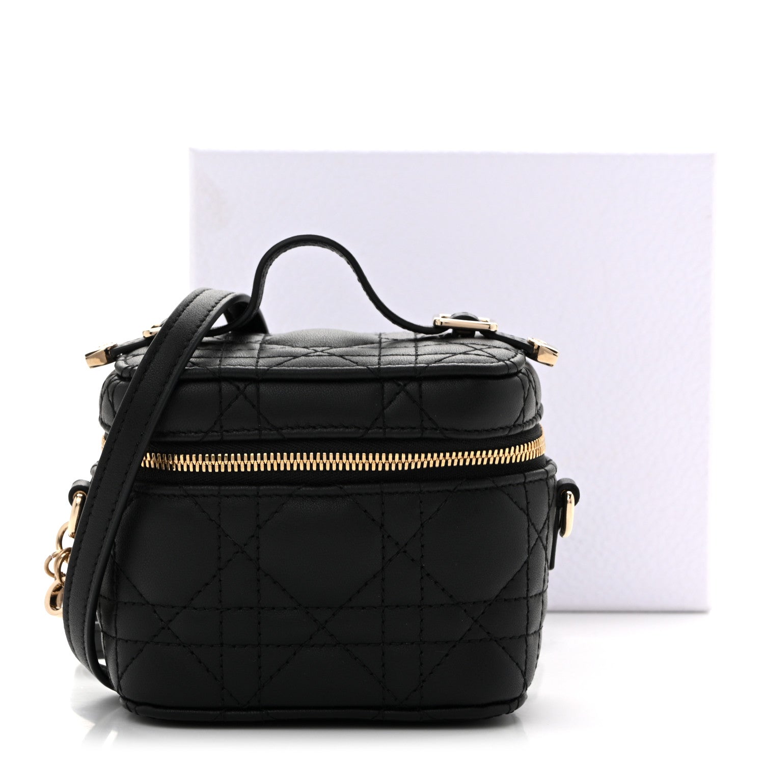 Christian Dior Lambskin Cannage Micro Lady Dior Vanity Case Black 13 of 13