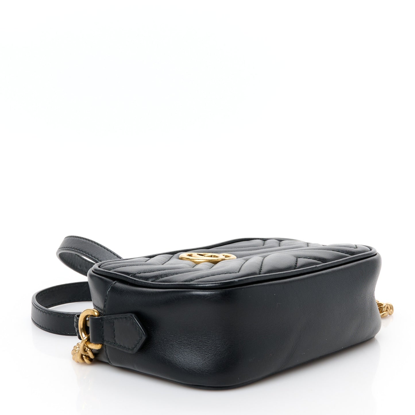 Calfskin Matelasse Mini GG Marmont Chain Shoulder Bag Black