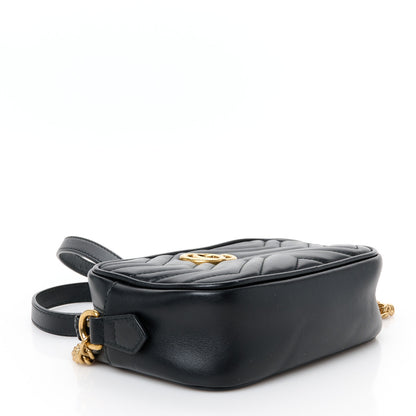 Gucci Calfskin Matelasse Mini GG Marmont Chain Shoulder Bag Black 4 of 11