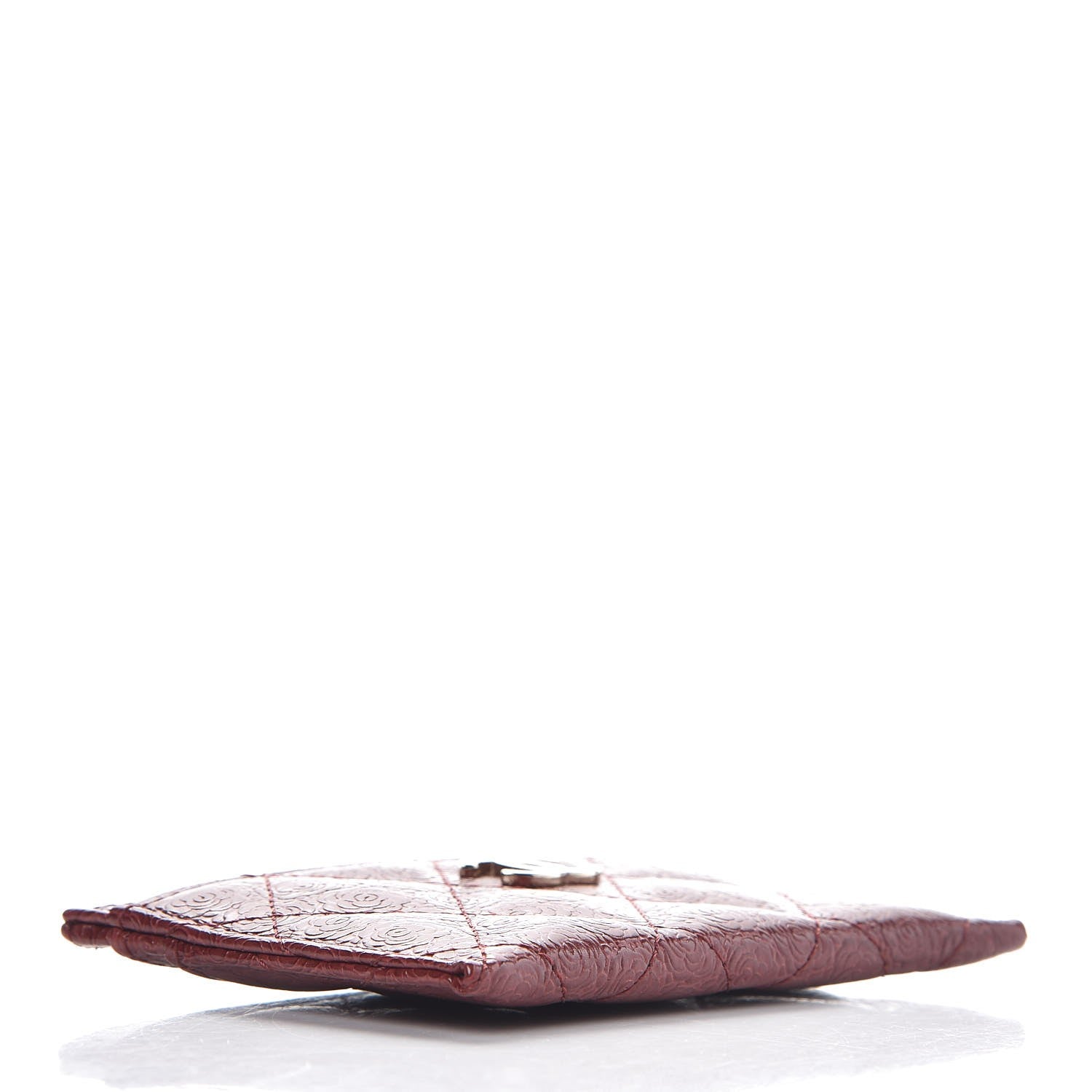 Chanel Camellia Calfskin Embossed Quilted Card Holder Burgundy 4 of 9