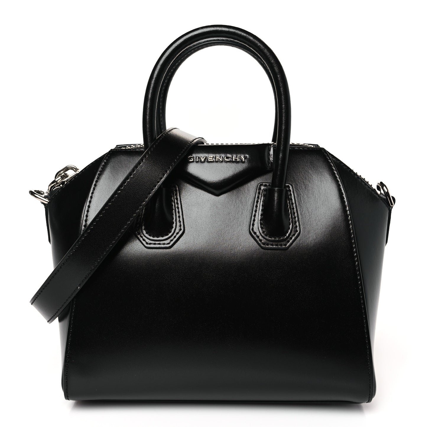 Shiny Lord Calfskin Mini Antigona Black