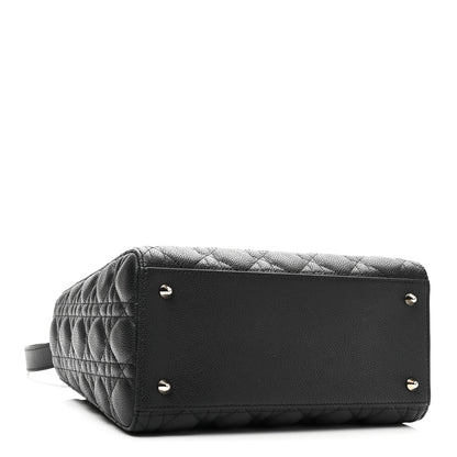 Christian Dior Grained Calfskin Cannage Medium Lady Dior Black 4 of 11