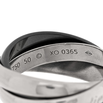 Cartier 18K White Gold Black Ceramic Trinity Ring 50 5.25 5 of 5