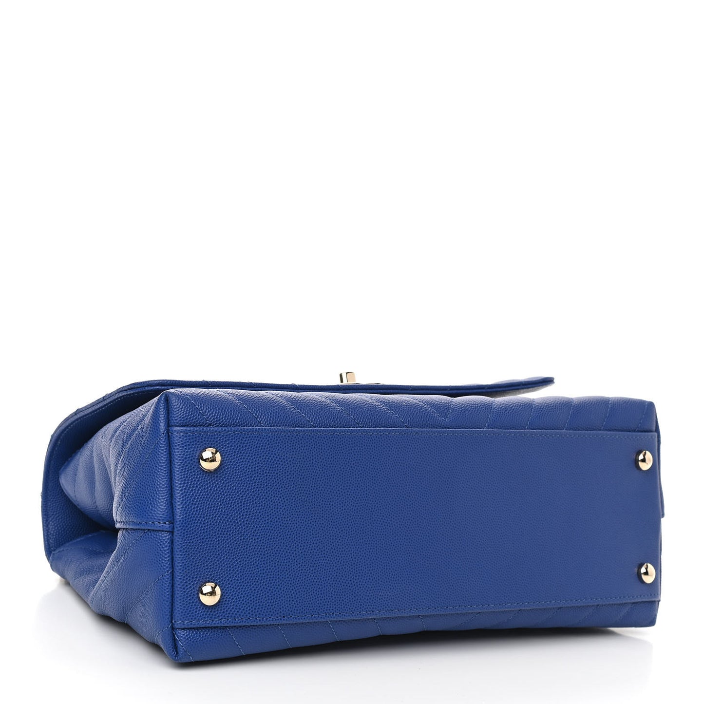 Caviar Chevron Quilted Small Coco Handle Flap Blue