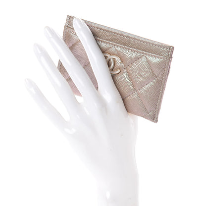 Chanel Iridescent Caviar Quilted Card Holder Beige 2 of 9