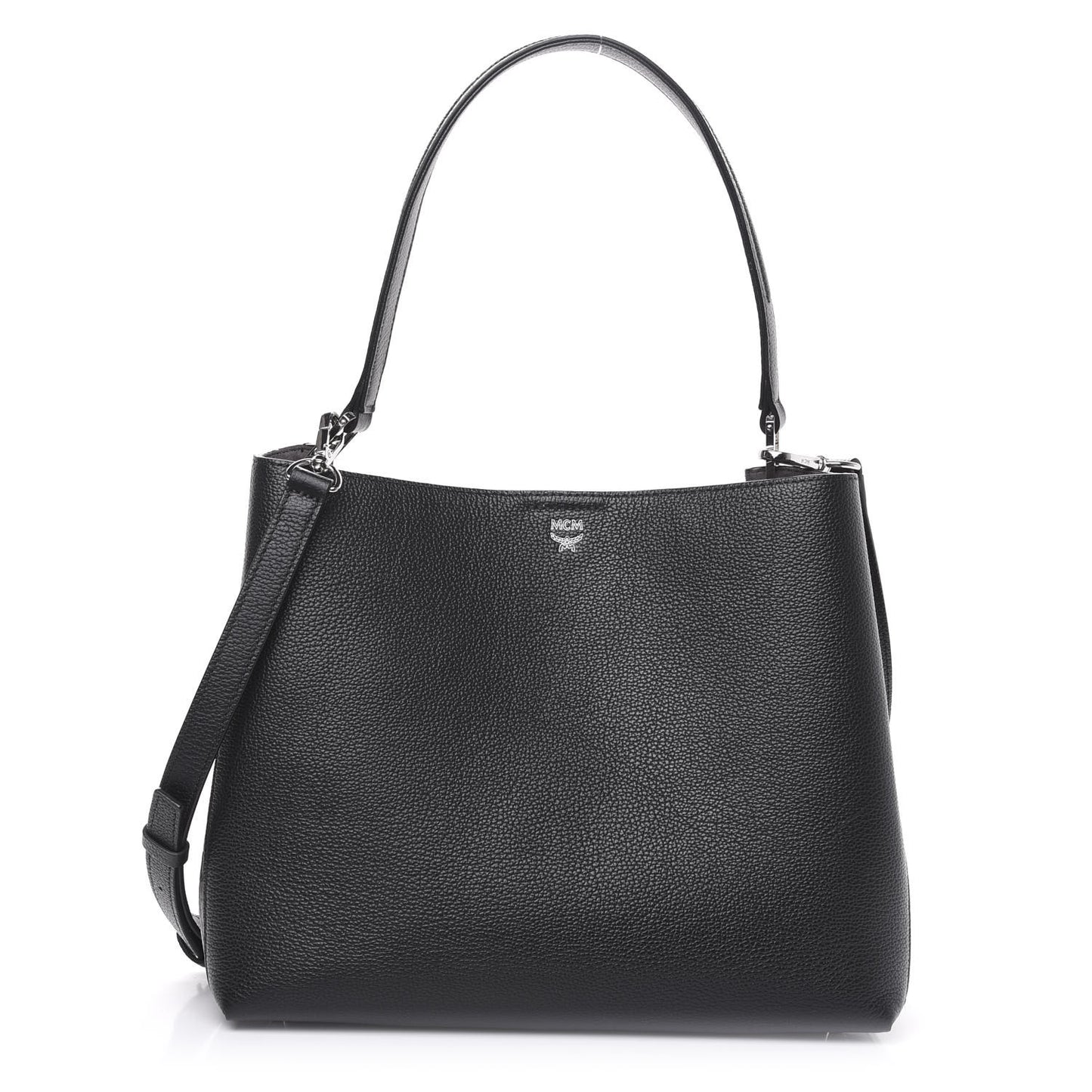 Grained Calfskin Visetos Medium Sarah Hobo Black