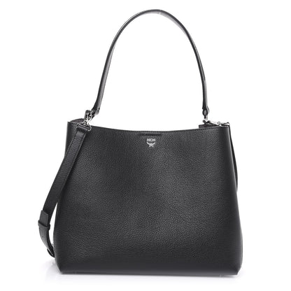 MCM Grained Calfskin Visetos Medium Sarah Hobo Black 1 of 11
