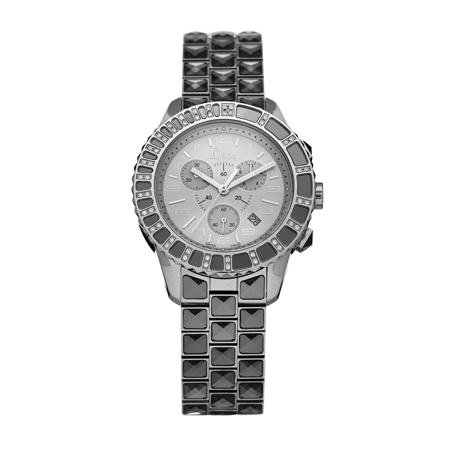 Christian Dior Stainless Steel Diamond Sapphire 38mm Christal Chronograph Quartz Watch Grey 1 of 4