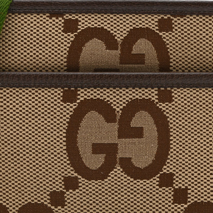Gucci Monogram Jumbo GG Textured Dollar Calfskin Web Mini Crossbody Bag Camel Ebony New Acero 7 of 10
