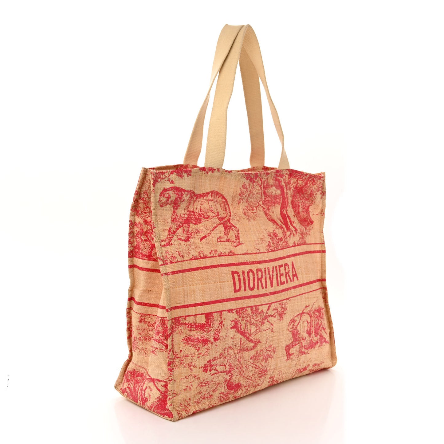Straw Dioriviera Tote Pink
