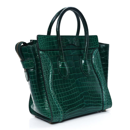 Celine Crocodile Micro Luggage Green 3 of 12