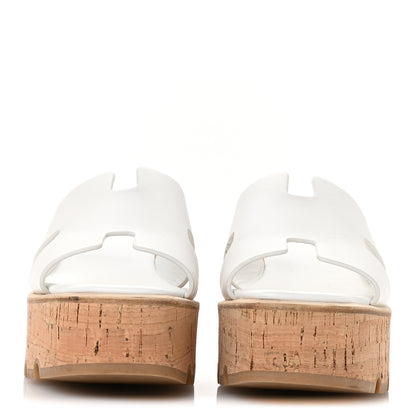Hermes Calfskin Cork Eze 30 Sandals 40 White 3 of 9