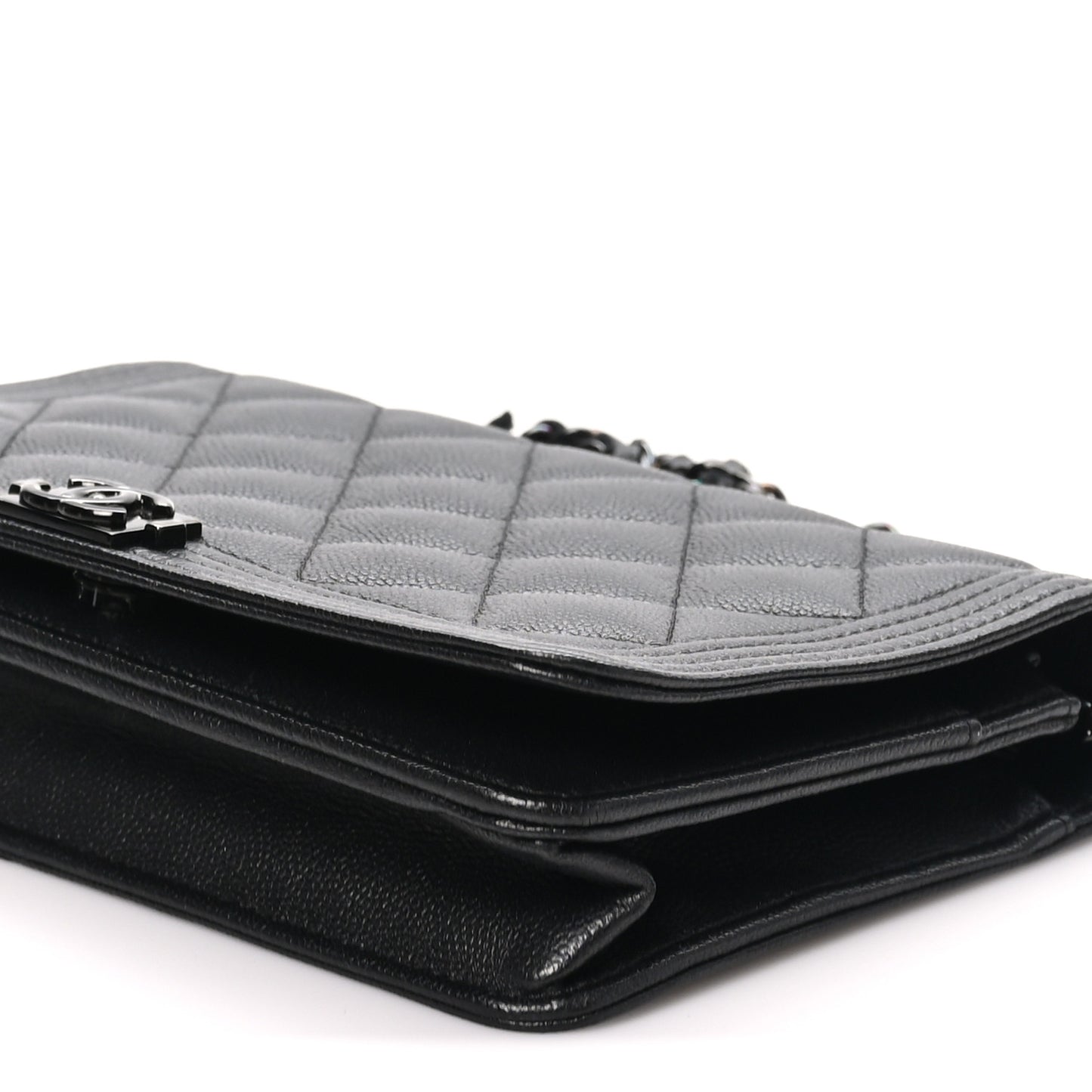 Caviar Quilted Boy Wallet On Chain WOC So Black