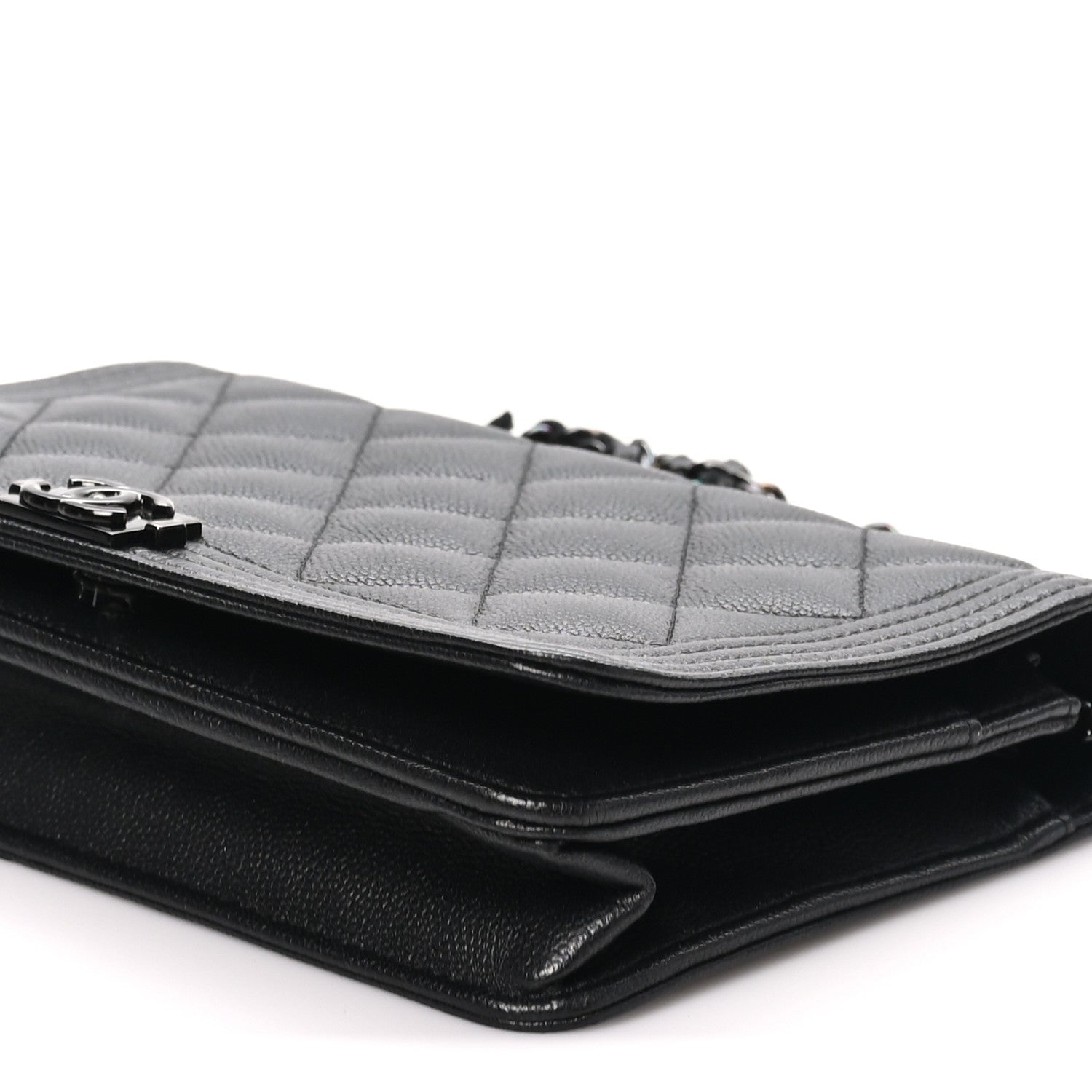 Chanel Caviar Quilted Boy Wallet On Chain WOC So Black 10 of 12