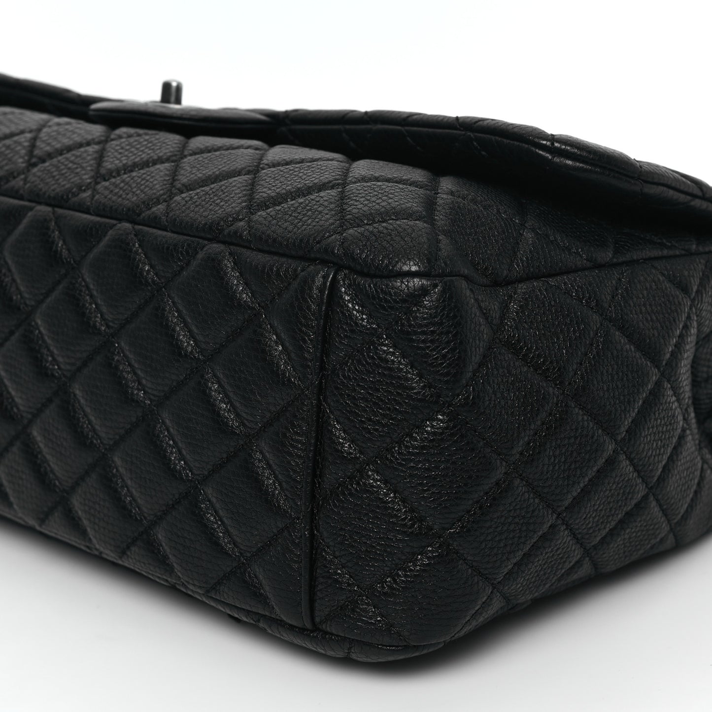 Grained Calfskin Quilted Small XXL Travel Flap Bag Black