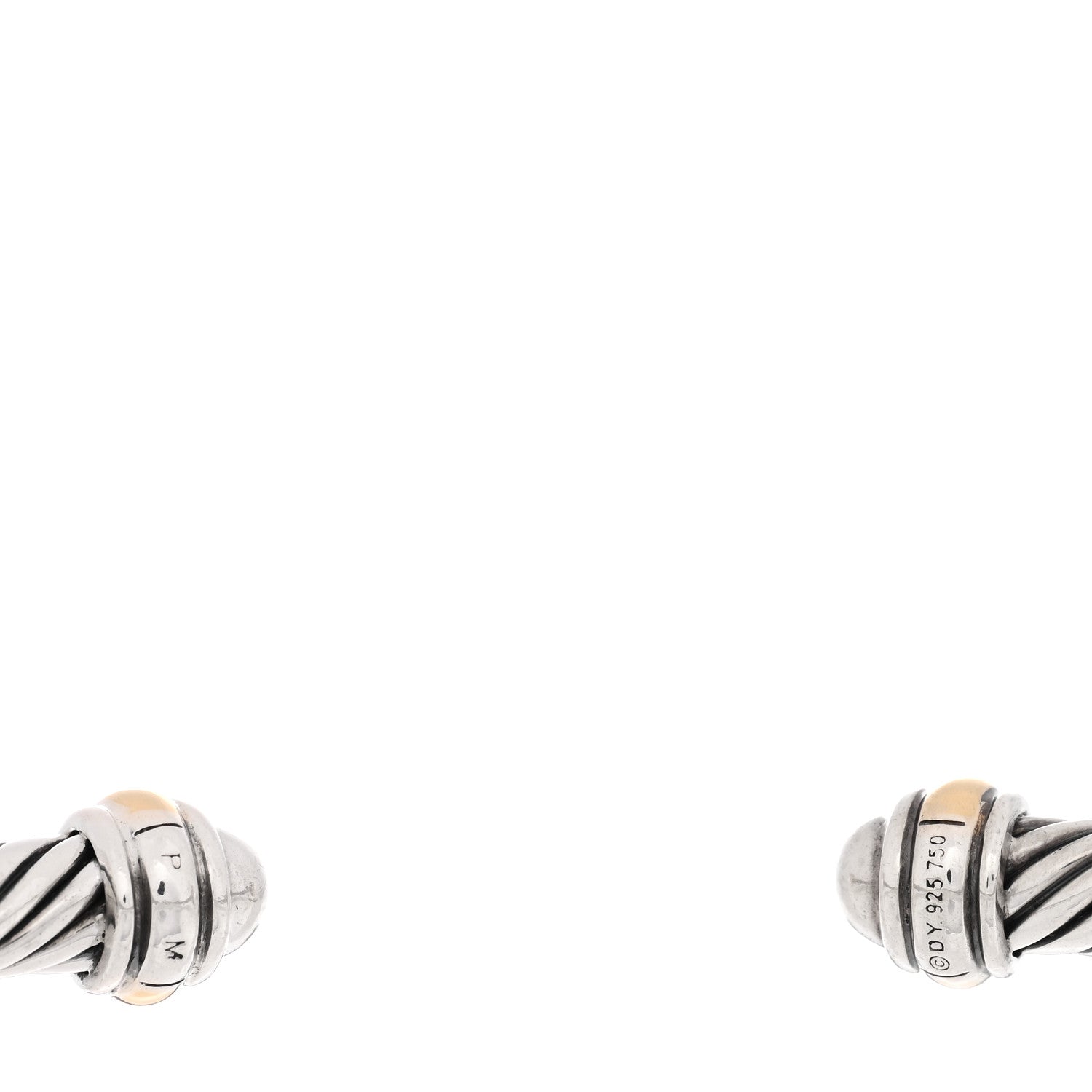 David Yurman Sterling Silver 18K Yellow Gold 4mm Cable Classics Bracelet 3 of 3