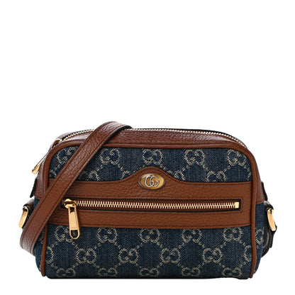 Gucci New Denim GG Monogram Dollar Calfskin Mini Ophidia Shoulder Bag Blue Tea Cuir Epilog 1 of 11
