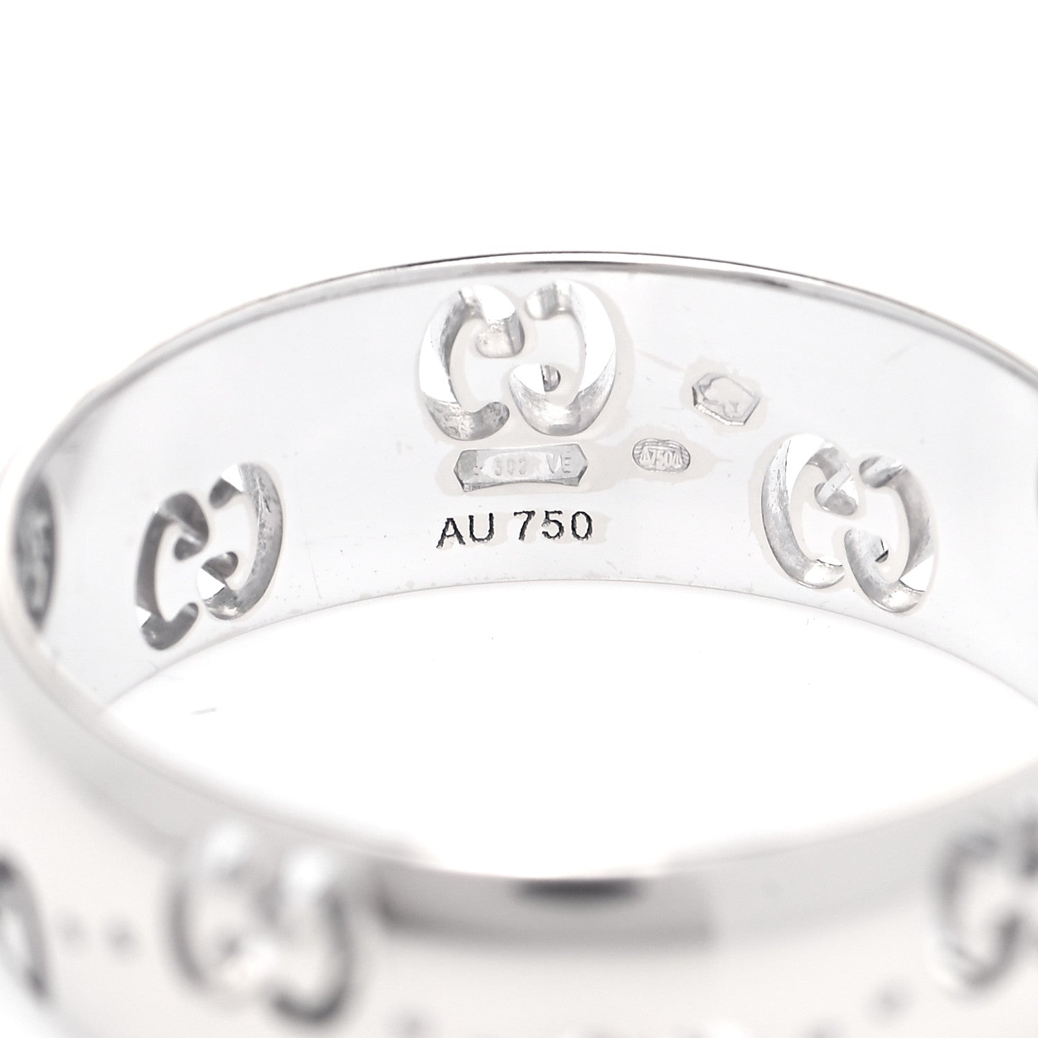 Gucci 18K White Gold 6mm Icon Band Ring 54 7 5 of 6