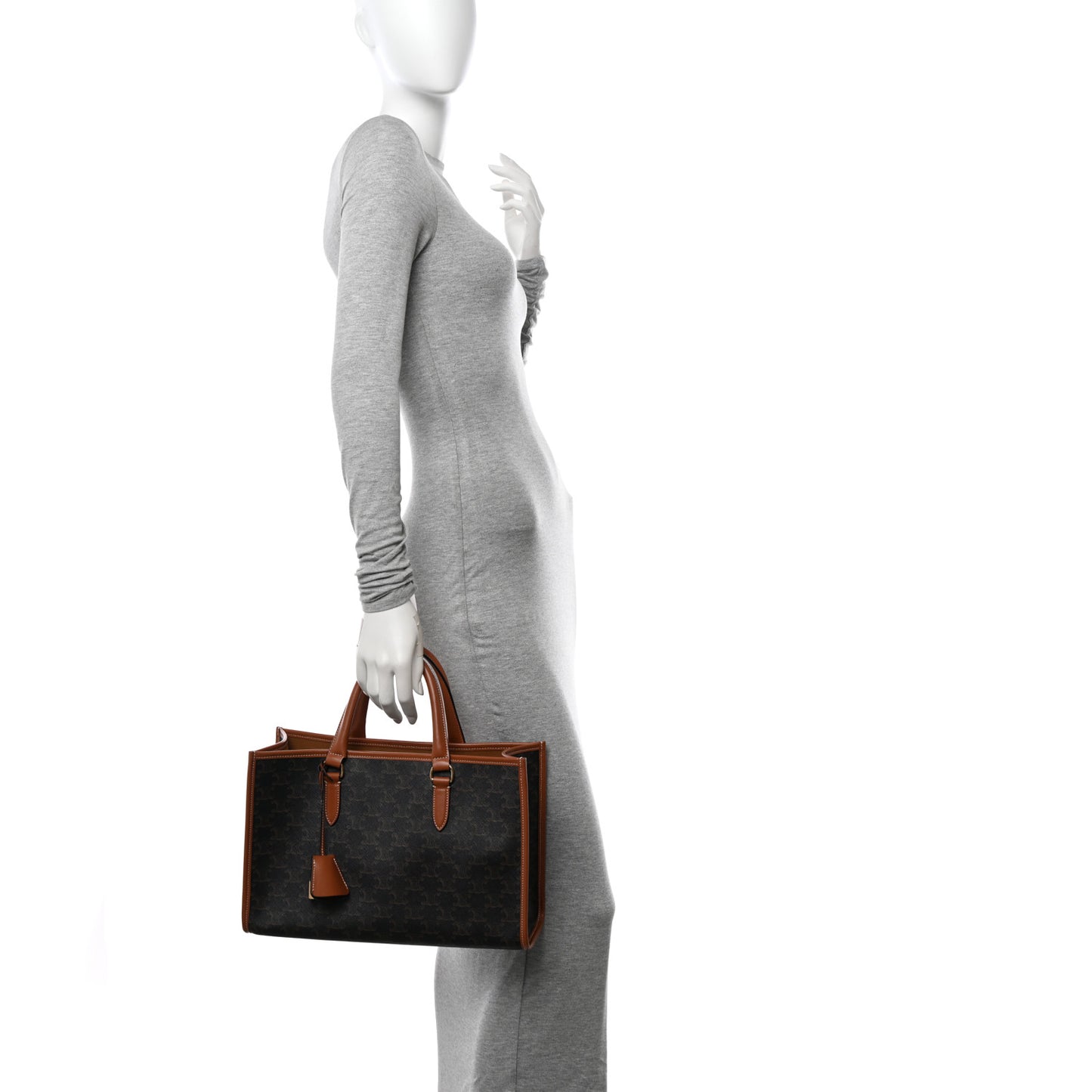 Triomphe Canvas Calfskin Mini Horizontal Cabas Tan