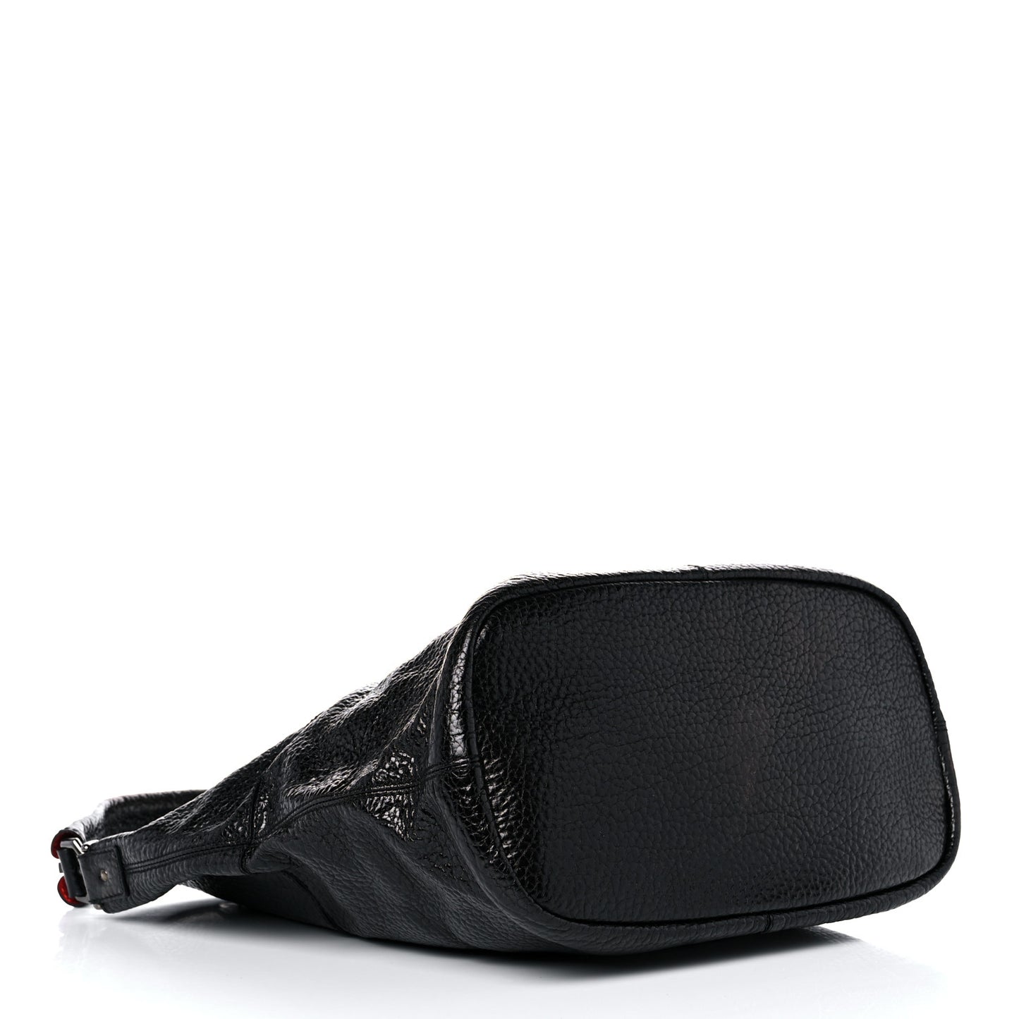Glazed Pebbled Calfskin Nightingale North South Tote Black