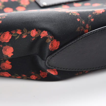 Alexander McQueen Silk Printed Roses De Manta Clutch Black Red 9 of 10