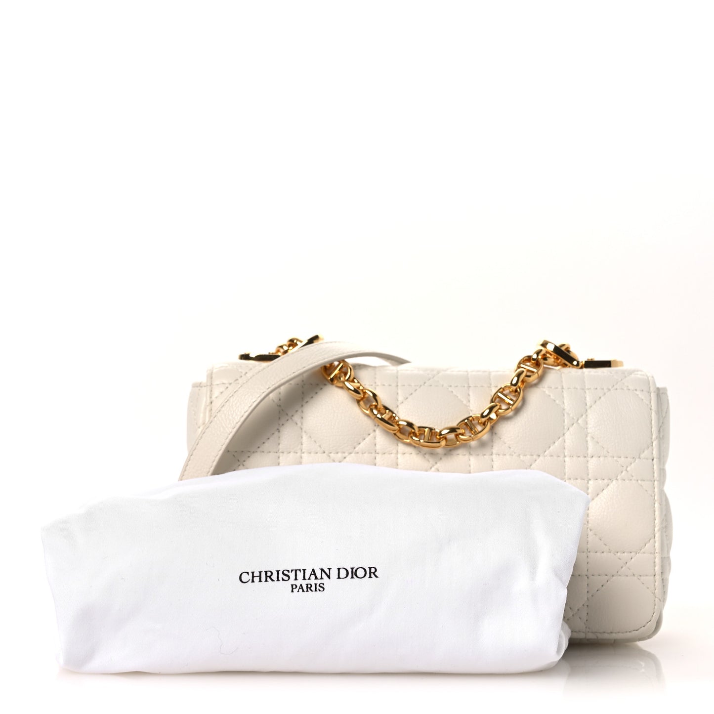 Lambskin Cannage Small Caro Bag Ivory