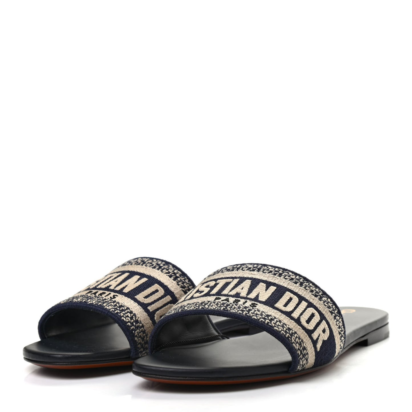 Canvas Embroidered Dway Mules Slide Sandals 37 Deep Blue