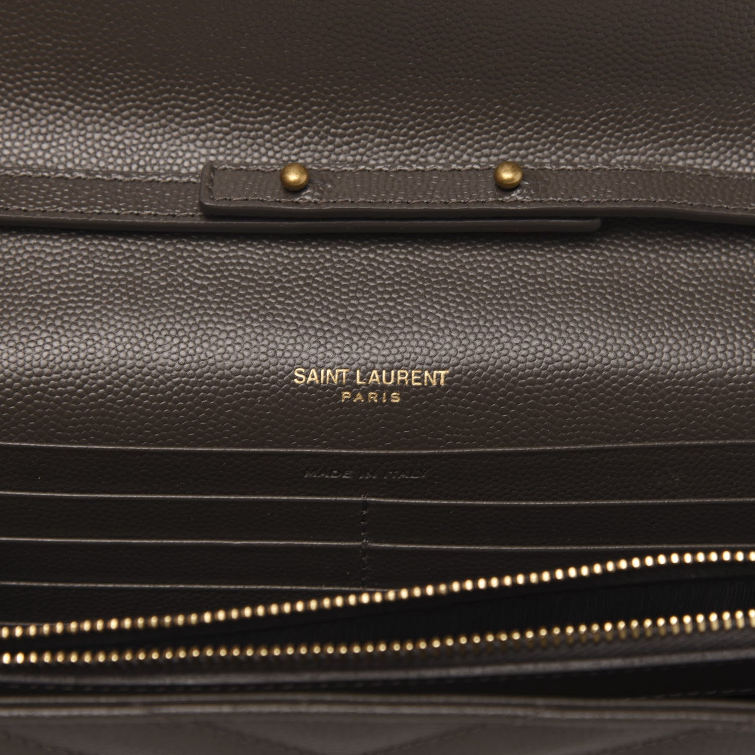 Saint Laurent Grain De Poudre Matelasse Chevron Monogram Chain Wallet Pebble 6 of 10