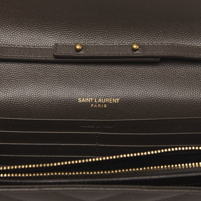 Saint Laurent Grain De Poudre Matelasse Chevron Monogram Chain Wallet Pebble 6 of 10