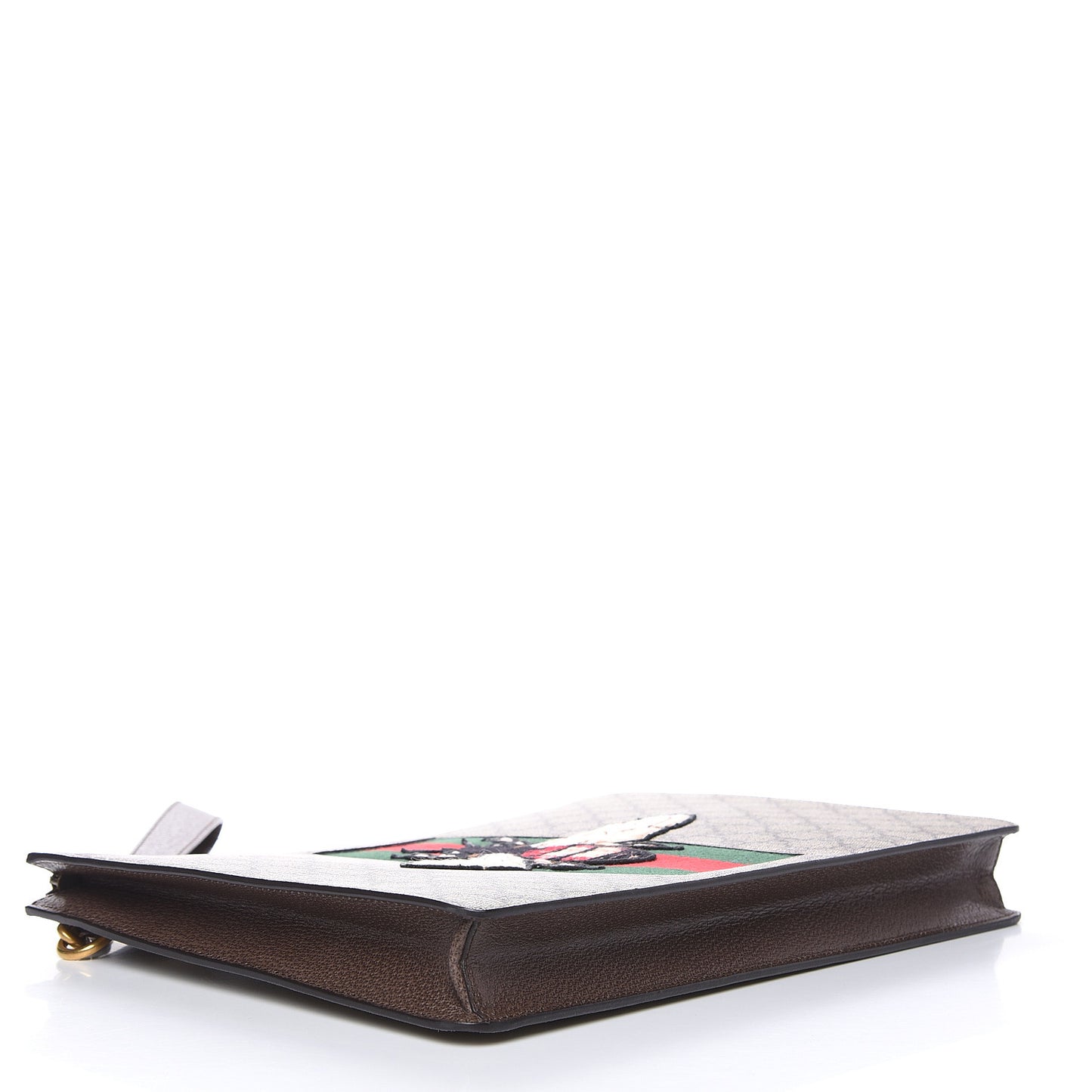 GG Supreme Monogram Web Animalier Bee Embroidered Medium Documents Holder Beige New Acero