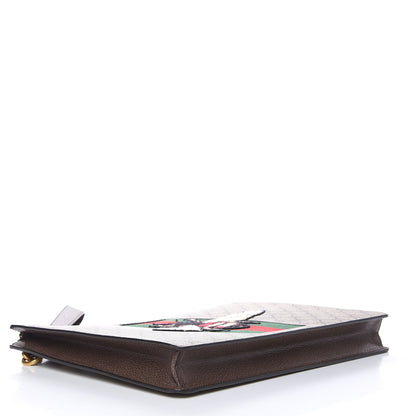 Gucci GG Supreme Monogram Web Animalier Bee Embroidered Medium Documents Holder Beige New Acero 4 of 9
