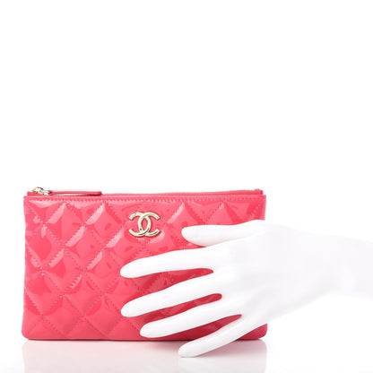 Chanel Patent Quilted Small Cosmetic Case Pink 2 of 8