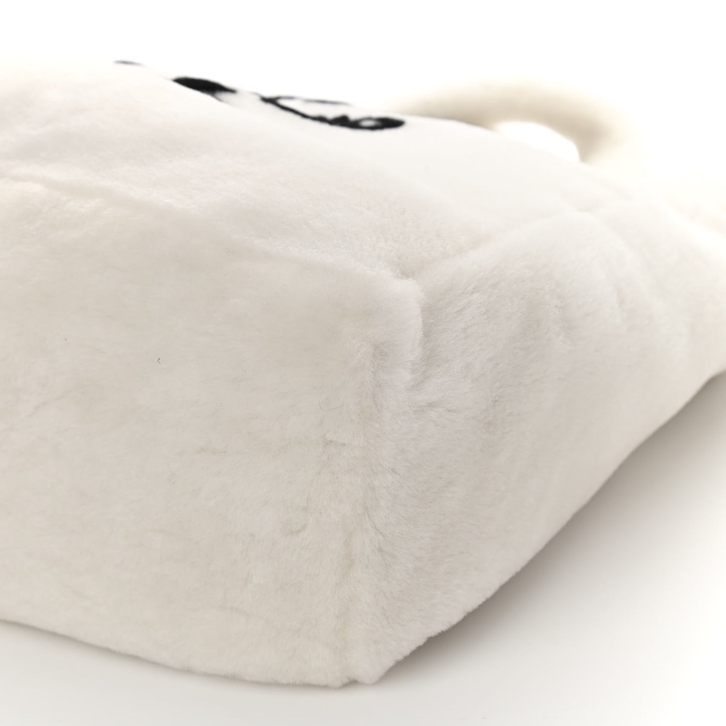 Shearling Logo Tote White Black