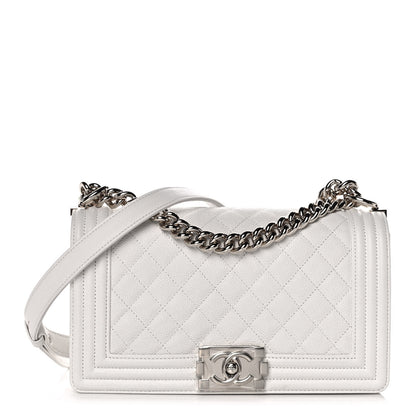 Chanel Caviar Quilted Medium Boy Flap White 1 of 12