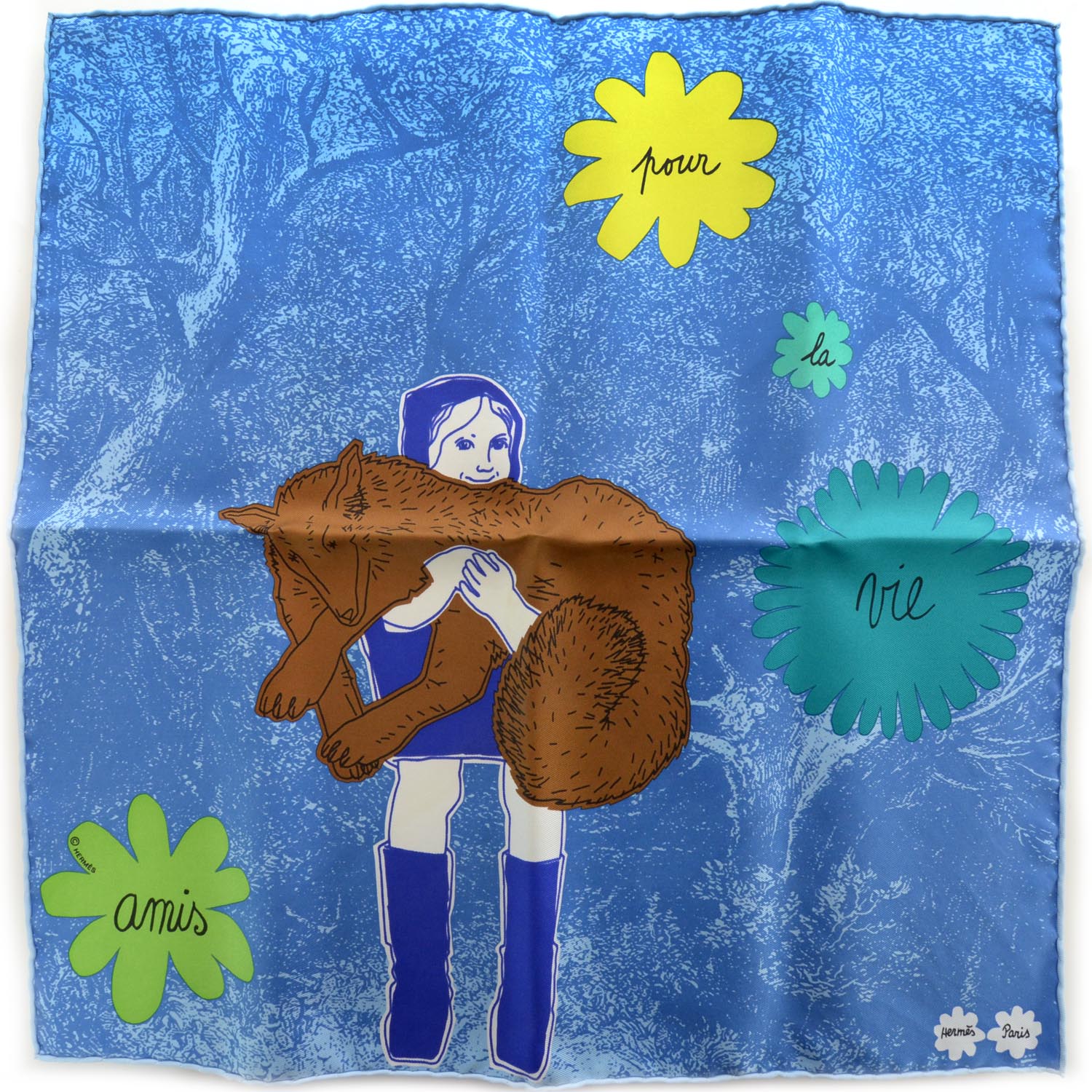 Hermes Silk Twill Amis Pour La Vie Scarf 45 1 of 6