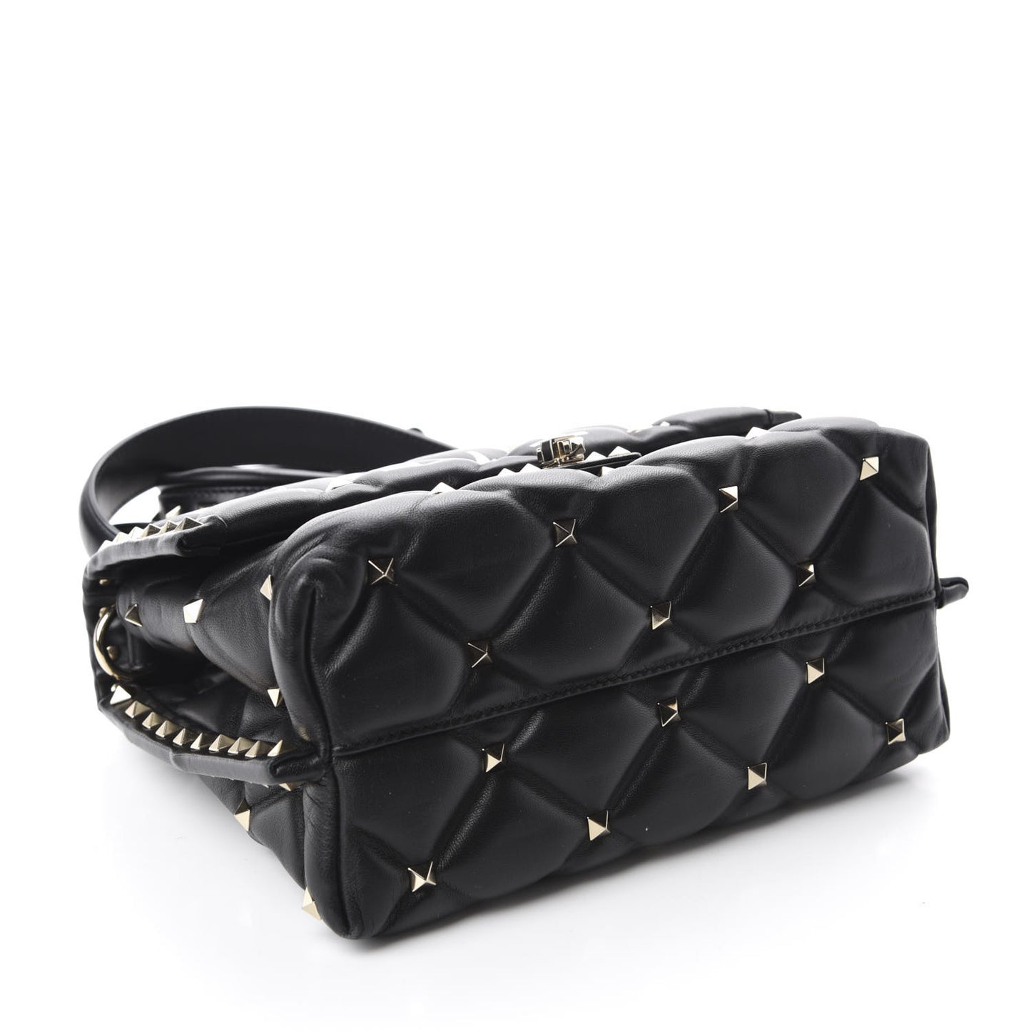 Lambskin VLTN Print Candystud Top Handle Bag Black
