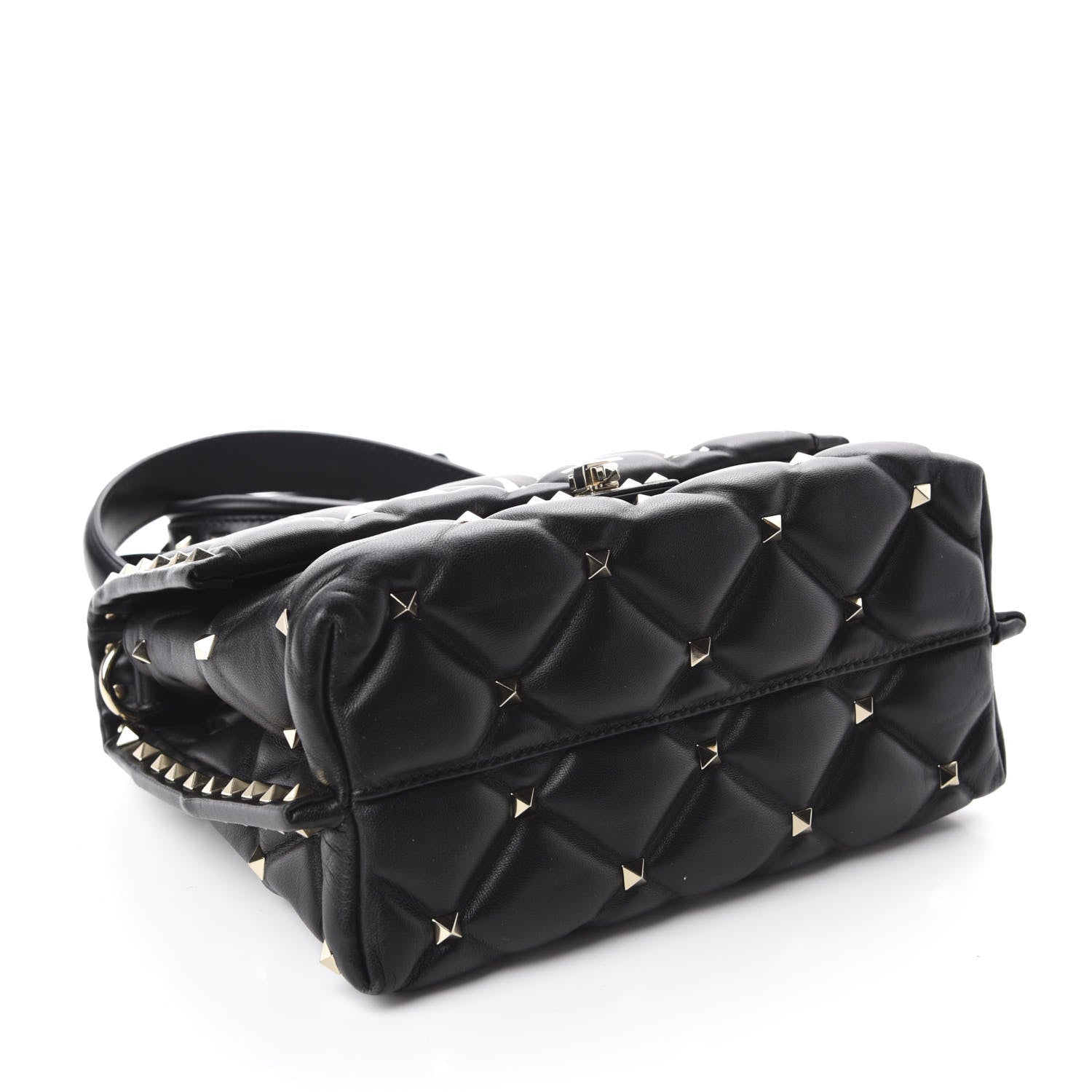 Valentino Garavani Lambskin VLTN Print Candystud Top Handle Bag Black 5 of 12