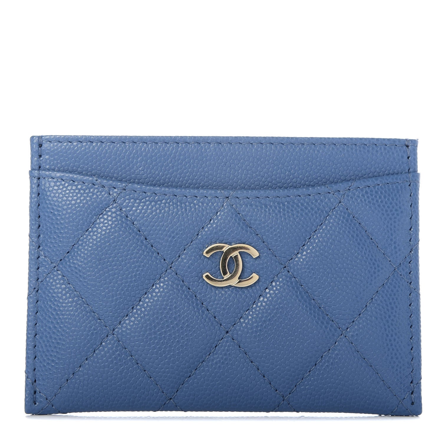 Chanel Caviar Quilted Card Holder Blue 1 of 9