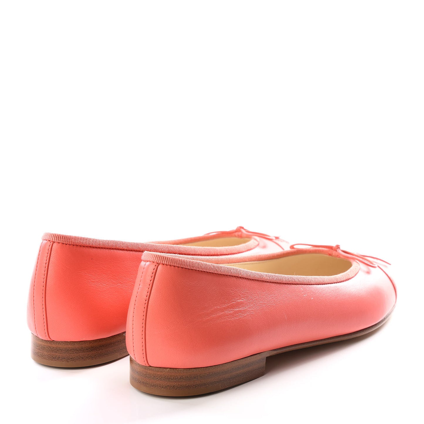 Lambskin Cap Toe CC Ballerina Flats 38 Coral