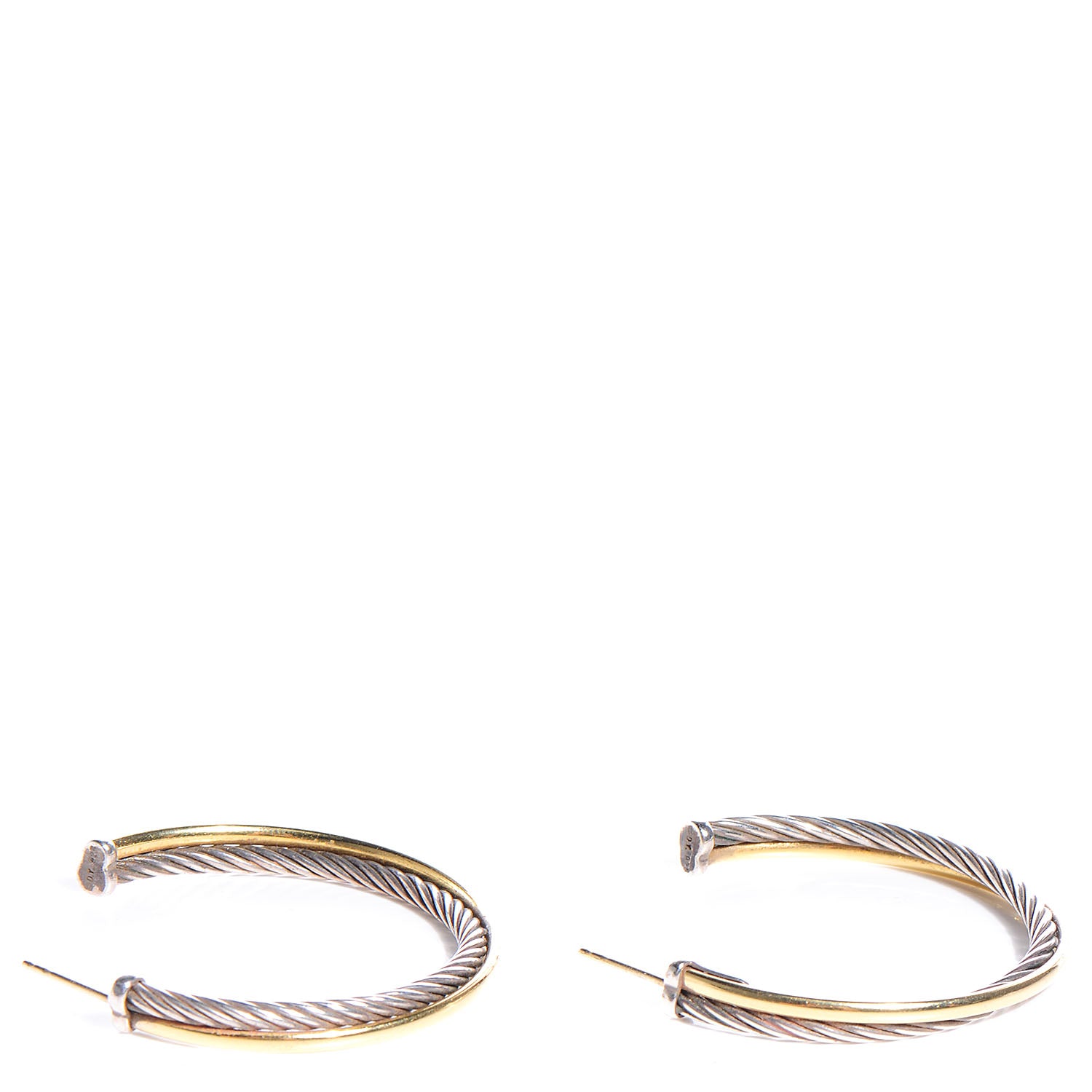 David Yurman Sterling Silver 18K Yellow Gold 44mm Extra Large Crossover Cable Hoop Earrings 3 of 6