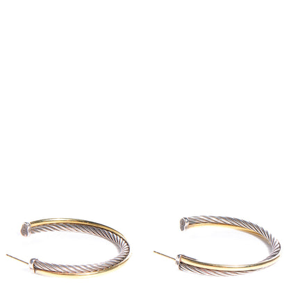 David Yurman Sterling Silver 18K Yellow Gold 44mm Extra Large Crossover Cable Hoop Earrings 3 of 6