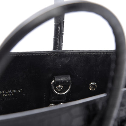 Saint Laurent Calfskin Crocodile Embossed Baby Sac De Jour Black 7 of 12