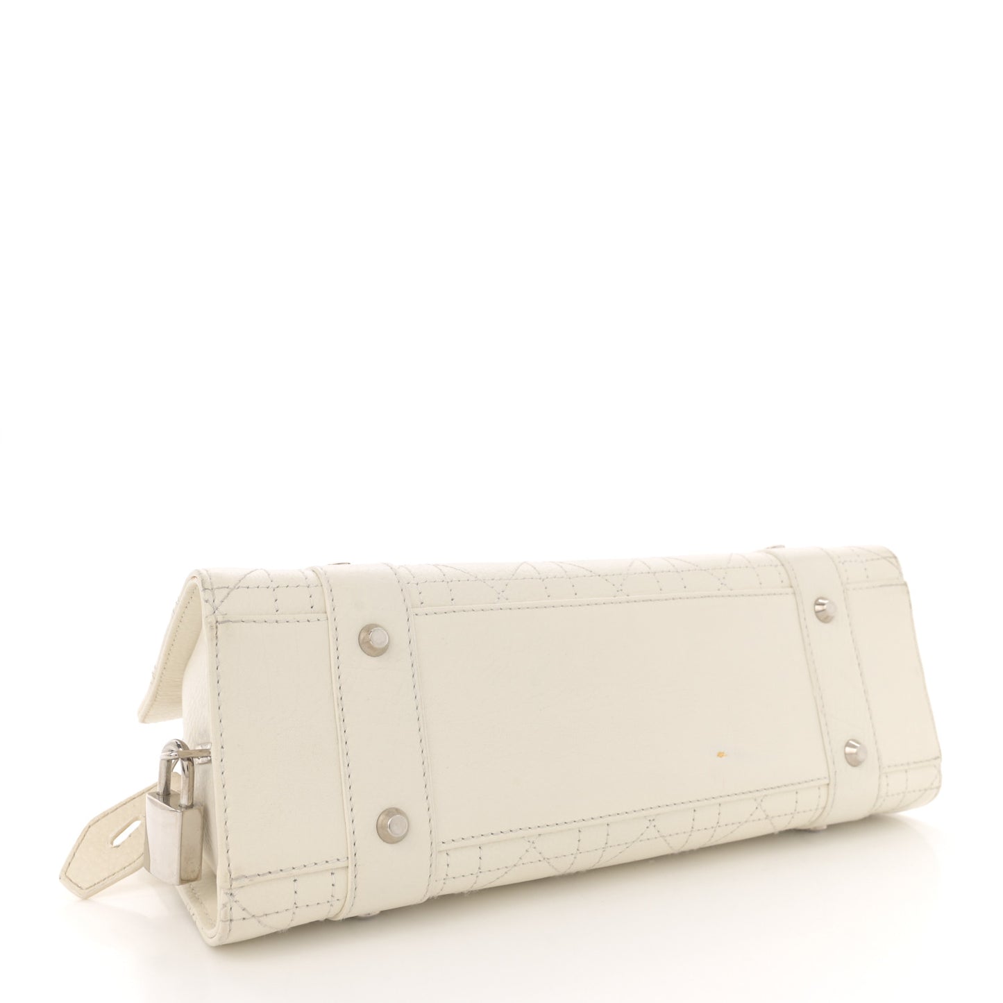 Calfskin Cannage Stitched Small East West Lady Dior White