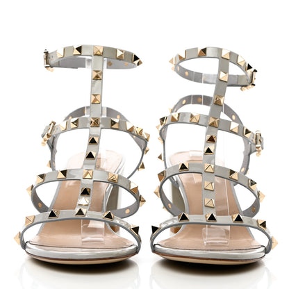 Valentino Garavani Patent Calfskin Rockstud 60mm City Sandals 41 Grey 3 of 16