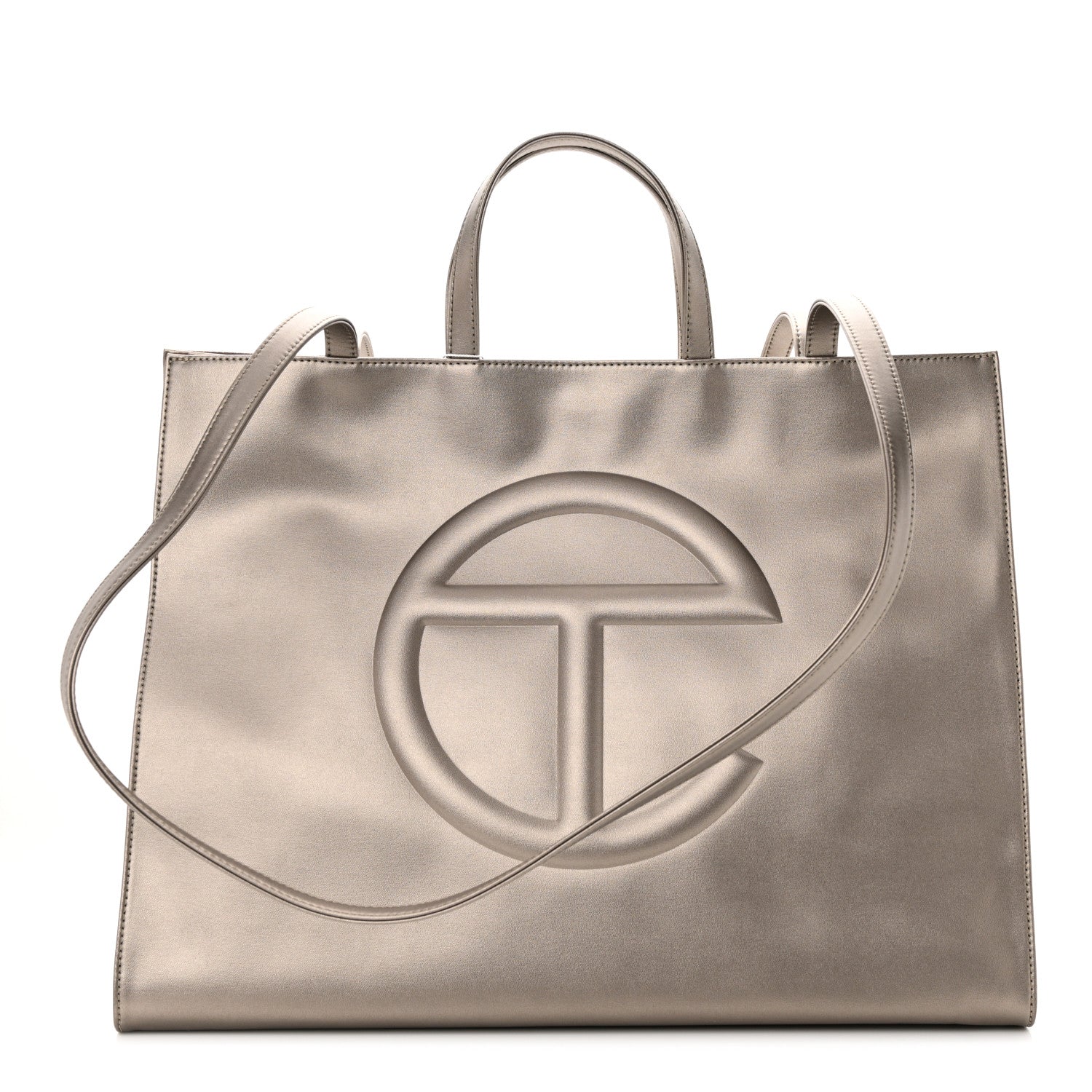 Telfar Metallic Vegan Leather Large Shopping Bag Bronze 1 of 11