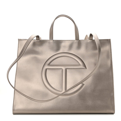 Telfar Metallic Vegan Leather Large Shopping Bag Bronze 1 of 11