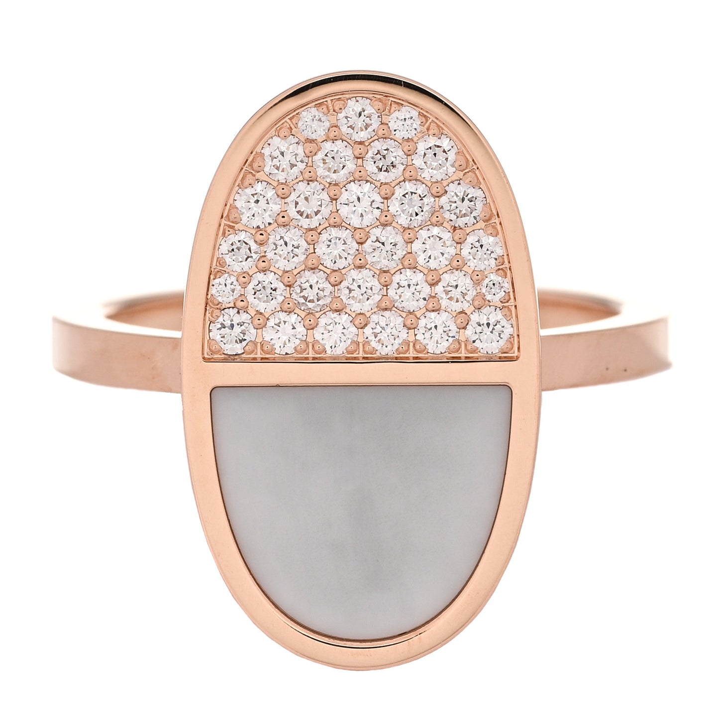 18K Rose Gold Ceramic Diamond MM Chaine d'Ancre Verso Ring  55 7.25