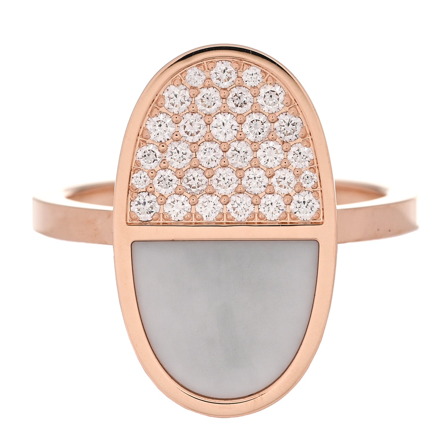 Hermes 18K Rose Gold Ceramic Diamond MM Chaine d'Ancre Verso Ring  55 7.25 1 of 5