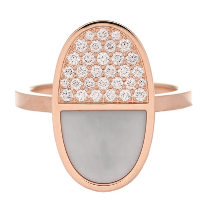 Hermes 18K Rose Gold Ceramic Diamond MM Chaine d'Ancre Verso Ring  55 7.25 1 of 5